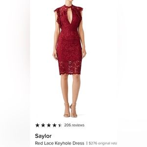 SAYLOR wine stretch lace dress with keyhole neck ❤️ very flattering!